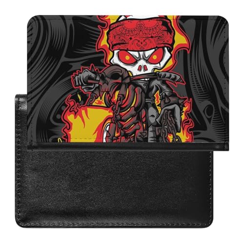 FENAC Reisepasshülle Totenkopf-Motorrad Reisepass Schutzhülle Geldbörsen Für Kreditkarten Ausweis Reisedokumente von FENAC