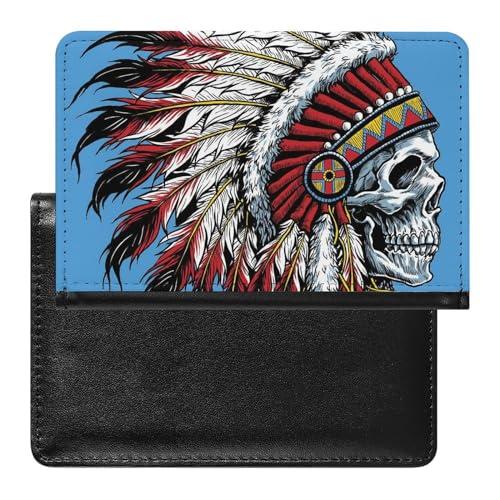 FENAC Reisepasshülle Tribal-Totenkopf Reisepass Schutzhülle Geldbörsen Für Kreditkarten Ausweis Reisedokumente von FENAC