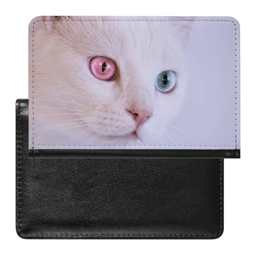 FENAC Reisepasshülle Weiße Katze Reisepass Schutzhülle Geldbörsen Für Kreditkarten Ausweis Reisedokumente von FENAC