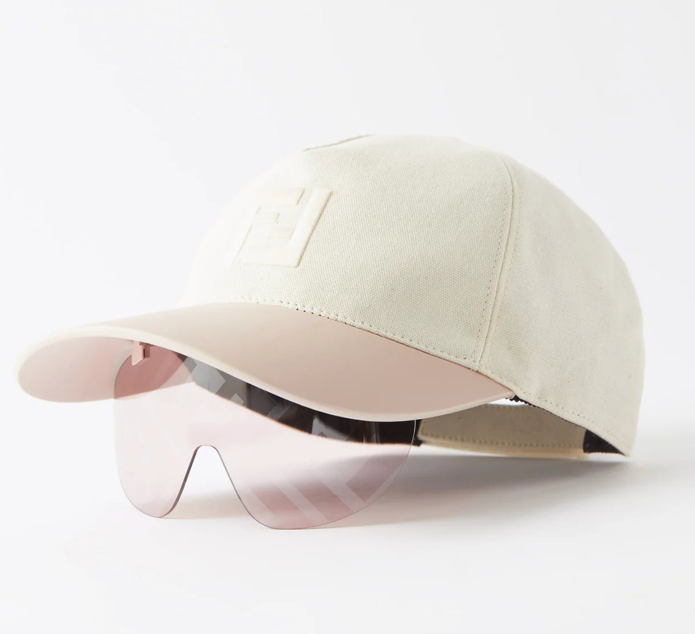 FENDI Baseball Cap FENDI Eyewear EyeCap D-frame Sunglasses FF Leather-Trimmed Baseball-Ca von FENDI