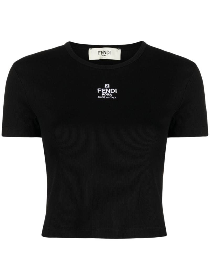 FENDI Cropped-T-Shirt mit Logo-Stickerei - Schwarz von FENDI