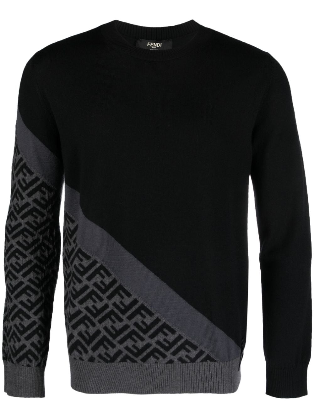 FENDI Intarsien-Pullover mit FF-Muster - Schwarz von FENDI