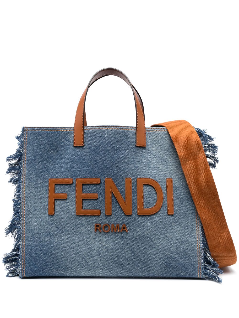 FENDI Jeans-Shopper mit Fransen - Blau von FENDI