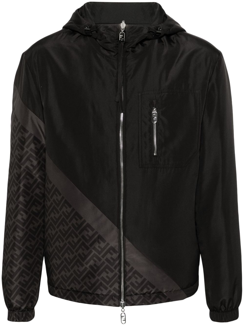 FENDI Kapuzen-Windbreaker mit FF-Print - Schwarz von FENDI