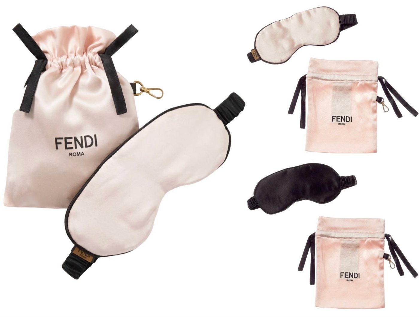 FENDI Schlafmaske FENDI Padded Silk Sleep Mask Reversible Eye Mask & Bag Pouch Schlafmas von FENDI