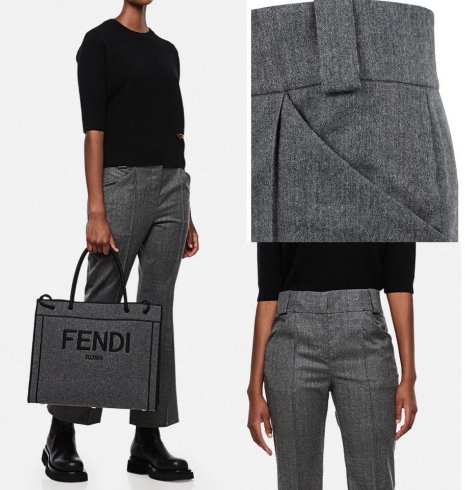 FENDI Stoffhose FENDI ICONIC TAILORED CROPPED FLARED SUIT PANTS TROUSERS ANZUG HOSE WO von FENDI