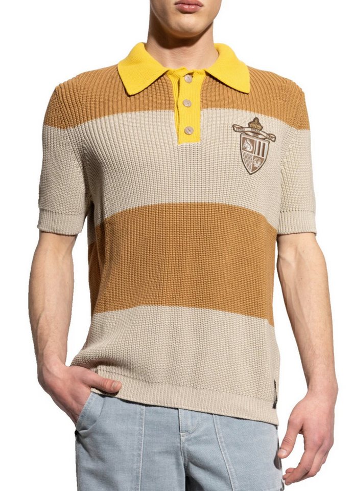 FENDI Strickpullover Strick Poloshirt mit Aufnäher Exklusives Wappen-Detail auf der Brust von FENDI
