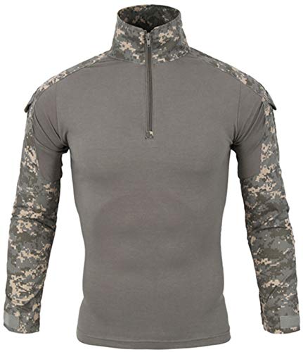 FENG Tactical Military Combat T-Shirt für Herren Langarm Slim Fit Camo Shirt Militäruniform Airsoft Zubehör Jagd Wandern (ACU Camo,4XL) von FENG