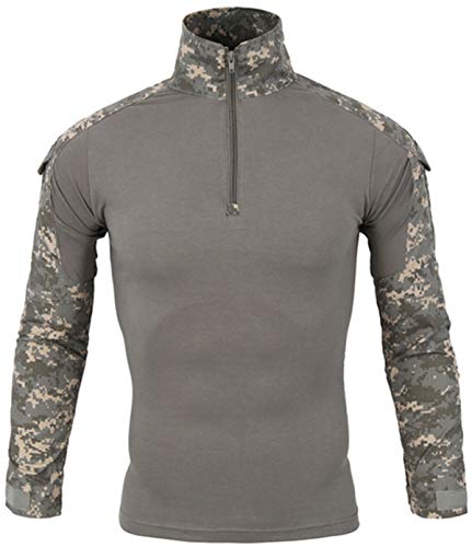 FENG Tactical Military Combat T-Shirt für Herren Langarm Slim Fit Camo Shirt Militäruniform Airsoft Zubehör Jagd Wandern (ACU Camo,L) von FENG