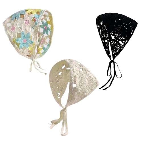 FENGCHUANG 3 Stück Damen Boho Stirnbänder Dreieck Kopftücher Bandanas Turban Krawatte Haarbänder Elastisches Haarschal, Kopftuch Damen Sommer, Mädchen Haarschmuck von FENGCHUANG