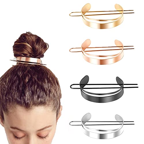 FENGHUNAYUE Haarspangen aus Metall, Blatt-Form, Halterung, Pferdeschwanz, Vintage, als Geschenk für Mädchen, Party, Hochzeit, Haarzubehör, 4 Stück von FENGHUNAYUE