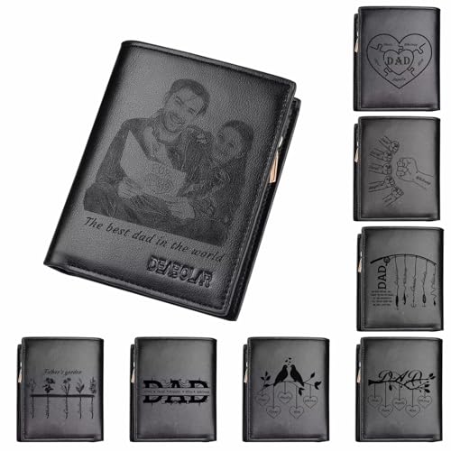 FENGHUO Personalisierte Geldbörse für Männer,Geldbörse mit eingraviertem Foto,Brieftasche mit kreativem,persönlichem Motiv,Brieftasche mit dem Namen des Sohnes oder der Tochter,Geschenk zum Vatertag von FENGHUO