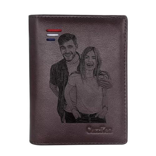 FENGHUO Personalisierte Geldbörse für Männer,Geldbörse mit eingraviertem Foto,Brieftasche mit kreativem,persönlichem Motiv,Brieftasche mit dem Namen des Sohnes oder der Tochter,Geschenk zum Vatertag von FENGHUO
