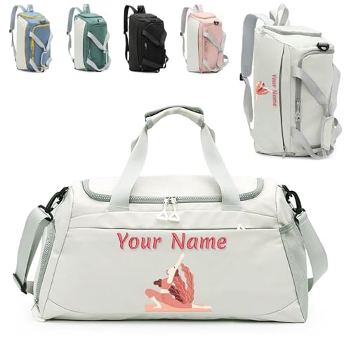 Personalisierte Seesack,Personalisierbarer Namen-Turnbeutel,DIY gemusterte Turnbeutel,Farbe Bedruckt mit Ihrem Namen und Muster,Verstellbarer Schultergurt Reisetasche von FENGHUO