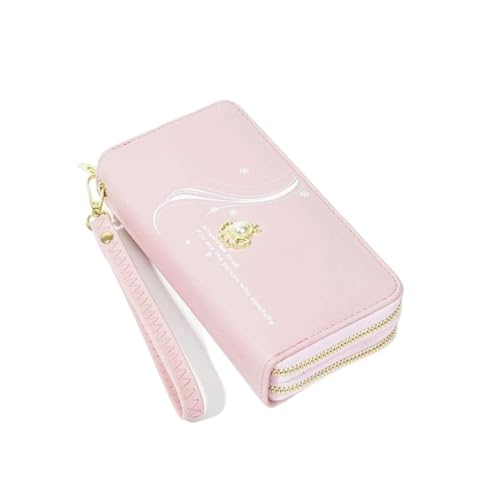 FENGJISUN Geldbörse Portmonaie Doppelschichtige Exquisite Reißverschluss-Geldbörse Für Damen, Lange, Einfache Clutch, Multifunktional Geldbeutel Brieftasche(Pink) von FENGJISUN