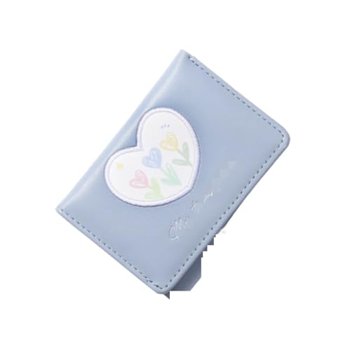 FENGJISUN Geldbörse Portmonaie Pu-Leder-Geldbörse, Kurze Geldbörse, Clutch Für Mädchen, Münzfach, Niedlicher Kartenhalter Geldbeutel Brieftasche(Blue) von FENGJISUN