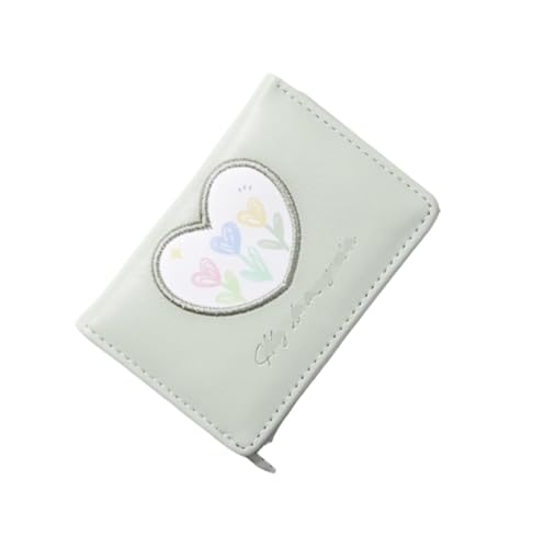 FENGJISUN Geldbörse Portmonaie Pu-Leder-Geldbörse, Kurze Geldbörse, Clutch Für Mädchen, Münzfach, Niedlicher Kartenhalter Geldbeutel Brieftasche(Grün) von FENGJISUN