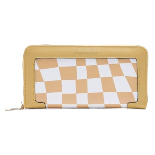 FENGJISUN Geldbörse Portmonaie Pu-Leder-Geldbörse, Langer Reißverschluss, Clutch, Damen-Münzfach, Gitter-Kartenhalter Geldbeutel Brieftasche(Yellow) von FENGJISUN