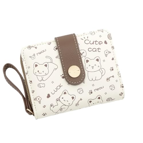 FENGJISUN Geldbörse Portmonaie Pu-Leder-Geldbörse, Niedliche Kurze Geldbörse Mit Reißverschluss, Clutch Für Mädchen, Tragbares Münzfach Geldbeutel Brieftasche(Brown) von FENGJISUN