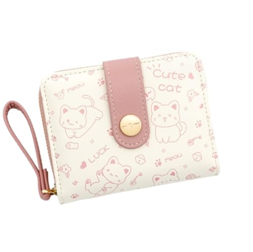 FENGJISUN Geldbörse Portmonaie Pu-Leder-Geldbörse, Niedliche Kurze Geldbörse Mit Reißverschluss, Clutch Für Mädchen, Tragbares Münzfach Geldbeutel Brieftasche(Pink) von FENGJISUN