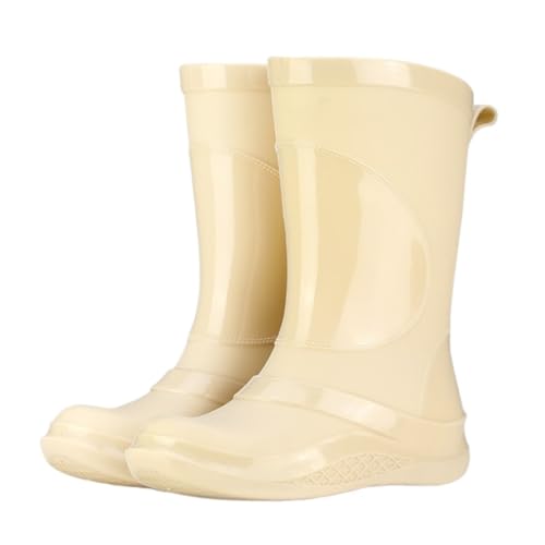 FENGJISUN Regenschuhe Außenbereich Bequeme, Wasserdichte Und Rutschfeste Regenstiefel, Passend Zu Wasserschuhen Und Arbeitsgummischuhen Gartenschuhe Regenstiefel(Beige,38) von FENGJISUN