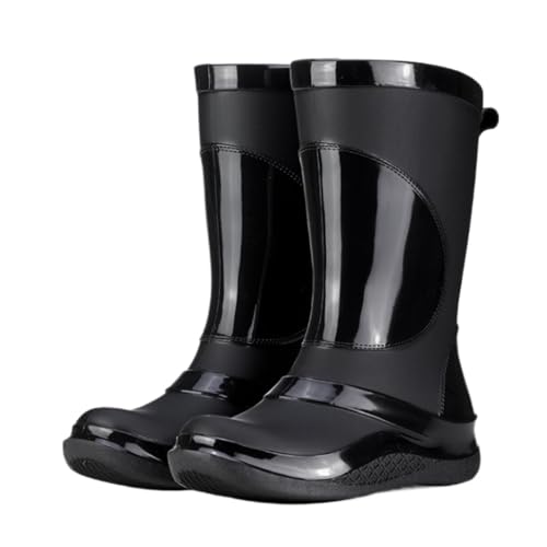 FENGJISUN Regenschuhe Außenbereich Bequeme, Wasserdichte Und Rutschfeste Regenstiefel, Passend Zu Wasserschuhen Und Arbeitsgummischuhen Gartenschuhe Regenstiefel(Black,38) von FENGJISUN