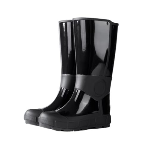 FENGJISUN Regenschuhe Außenbereich Damen Outdoor Regenstiefel High Top Wasserschuhe Rutschfeste Wasserdichte Gummischuhe Gartenschuhe Regenstiefel(Black,38) von FENGJISUN