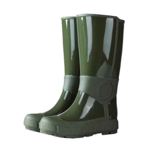 FENGJISUN Regenschuhe Außenbereich Damen Outdoor Regenstiefel High Top Wasserschuhe Rutschfeste Wasserdichte Gummischuhe Gartenschuhe Regenstiefel(Grün,39) von FENGJISUN