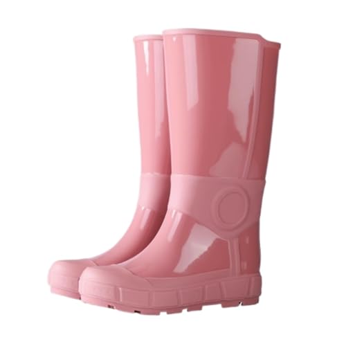 FENGJISUN Regenschuhe Außenbereich Damen Outdoor Regenstiefel High Top Wasserschuhe Rutschfeste Wasserdichte Gummischuhe Gartenschuhe Regenstiefel(Pink,36) von FENGJISUN