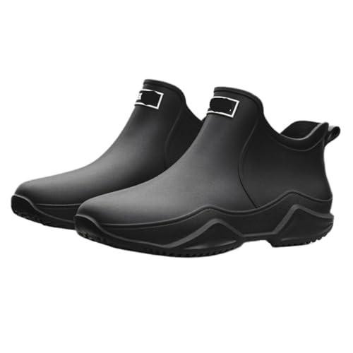 FENGJISUN Regenschuhe Außenbereich Kurze Stiefel For Herren Und Damen, Rutschfeste Wasserschuhe, Niedrige Gummischuhe Gartenschuhe Regenstiefel(Black,41) von FENGJISUN