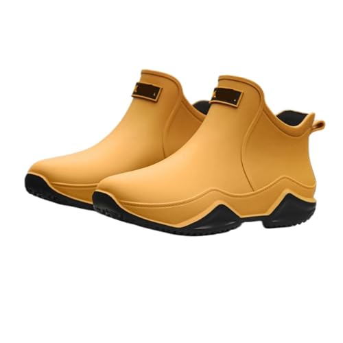 FENGJISUN Regenschuhe Außenbereich Kurze Stiefel For Herren Und Damen, Rutschfeste Wasserschuhe, Niedrige Gummischuhe Gartenschuhe Regenstiefel(Yellow,39) von FENGJISUN