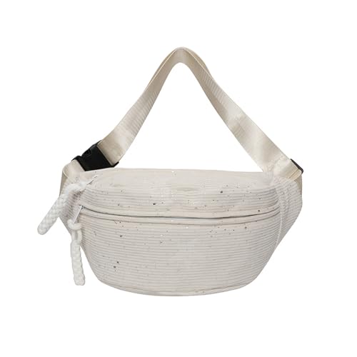 Bauchtasche Cord Damen Umhängetasche Cord Modische Glänzende Cords Hüfttasche Freizeit Sport Hüfttaschen Tinte Weiß Crossbody Bag Gürteltasche mit Schultergurt Einstellbar für Damen, Herren von FENGQQKJ