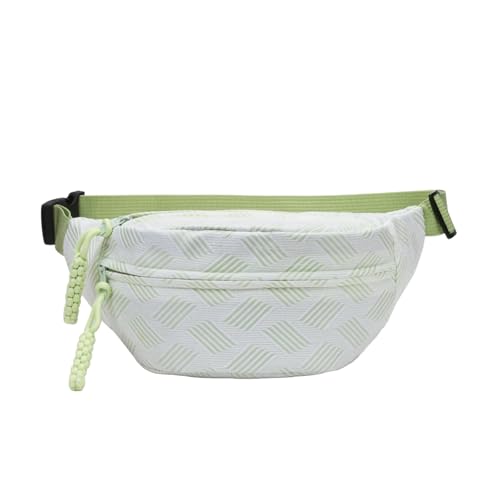 Bauchtasche Damen Umhängetasche Süße Nylon-Gürteltasche Einstellbar Modische Gestreifte Hüfttasche Frische Freizeit Sport Hüfttaschen Hellgrün Crossbody Bag mit Schultergurt für Damen Mädchen von FENGQQKJ