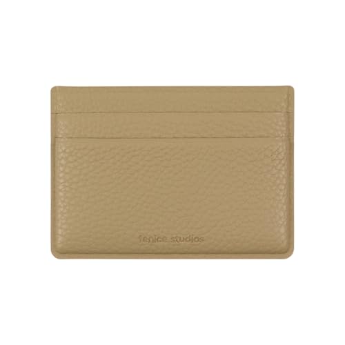 FENICE Kartenhalter Taschenhalter Einfache Brieftasche Vegan PU Leder mit schlankem minimalistischem Look für Damen & Herren, Sand, Einfach von FENICE