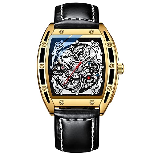 FENKOO Casual Herren mechanische Uhr Gürtel Skeleton vollautomatische mechanische Sportuhr (Farbe : 3) von FENKOO