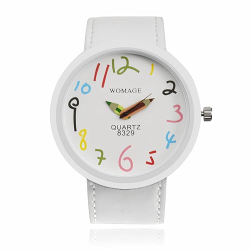 FENKOO Damen Modeuhr Quartz PU Band Armbanduhr/Karton Schwarz/Blau/Rot/Orange/Grün/Gelb von FENKOO