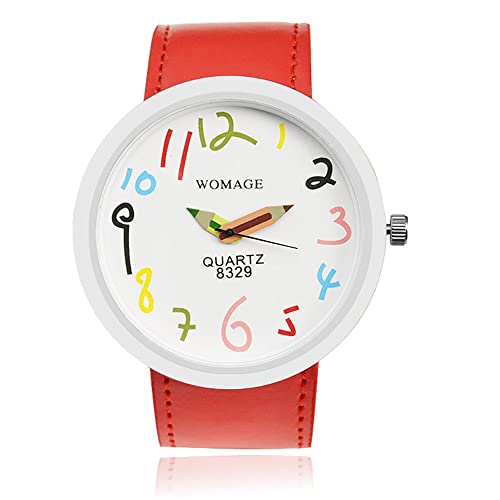 FENKOO Damen Modeuhr Quartz PU Band Armbanduhr/Karton Schwarz/Blau/Rot/Orange/Grün/Gelb von FENKOO