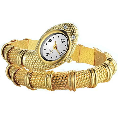 FENKOO Frauen Gold Schlange Stil Legierung Quarz Analog Armbanduhr von FENKOO