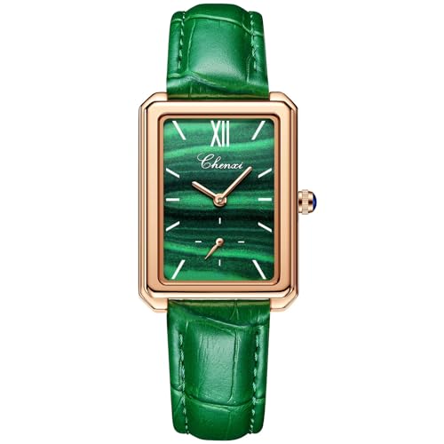 FENKOO Frauen Uhren Luxus Mode Damen Quarzuhr Wasserdicht Einfache Kreative Leder Armbanduhr Freundin Geschenk (Farbe : Green Green) von FENKOO