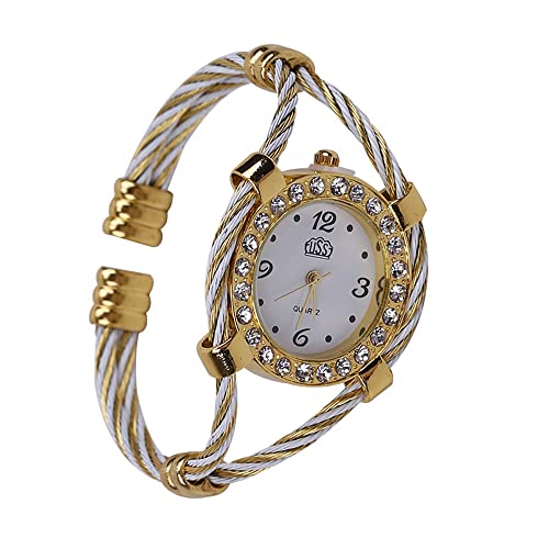 FENKOO Frauen-oval Uhrengehäuse Stil Stahl analoge Quarz Armband Uhr (farbig Sortiert) von FENKOO