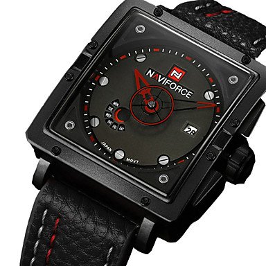 FENKOO Herren Armbanduhr Quartz Kalender Caucho Band Schwarz/Rot/Braun Marke- von FENKOO