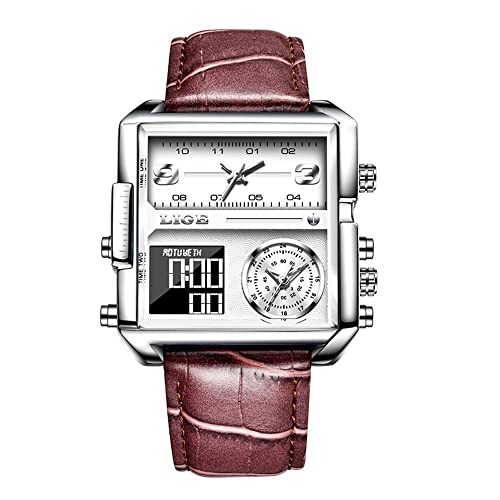 FENKOO Herren Militäruhr Elektronische Quarzuhr Mit Zwei Displays Wasserdicht Zeiger Digital Multifunktion Sportuhr (Farbe : 4) von FENKOO