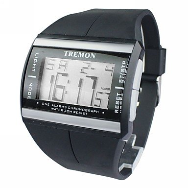 FENKOO Herren Sportuhr digital LCD/Kalender/Chronograph/Alarm Caucho Band Armbanduhr Schwarz von FENKOO