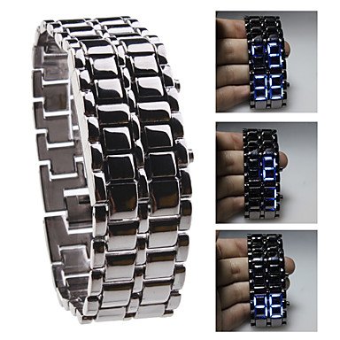 FENKOO Herren Sportuhr digital LED/Kalender Edelstahl Band Armbanduhr Schwarz von FENKOO