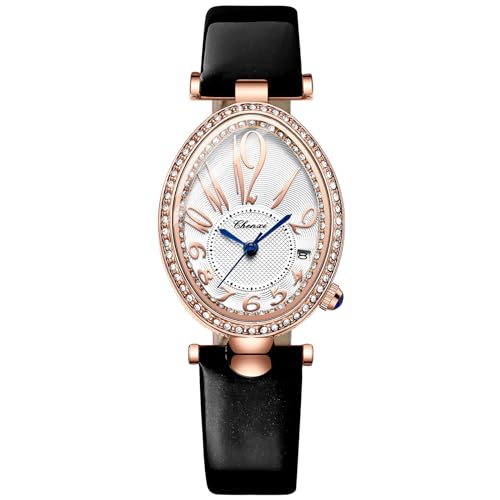 FENKOO Luxus Frauen Armband Uhren Mode Lässig Damen Quarzuhr wasserdichte Leder Kleid Weibliche Armbanduhr (Farbe : Schwarz) von FENKOO