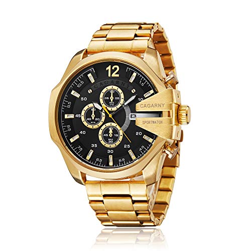 FENKOO Mens-Armbanduhr-6839 Geschäfts-Quarz-Uhr-Stahlgürtel Uhren for Männer (Farbe : Black) von FENKOO