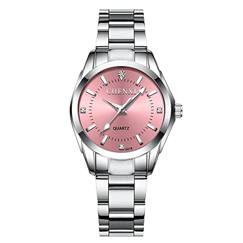 FENKOO Mode Damen Quarzuhr Leuchtend Wasserdicht Edelstahl Armbanduhr (Farbe : 1) von FENKOO