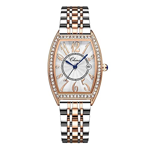 FENKOO Mode Damen kleine quadratische Quarzuhr Stahlband Diamant wasserdicht kleine grüne Uhr (Farbe : 4) von FENKOO