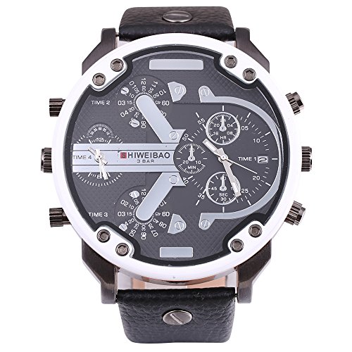 FENKOO Schöne Armbanduhren Big Dial Uhrgürtel Multi Zeitzone Uhr Doppelbewegung Uhr (Color : 2) von FENKOO