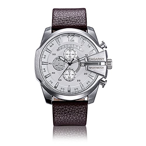 FENKOO Schöne Armbanduhren Große Zifferblatt Quarzuhr Explosive Mode kreative Herren DREI Kalenderband Uhr (Color : 2) von FENKOO